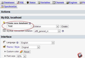 Creating a new database in wamp server